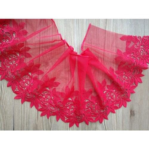 1Yard Mesh Lace Fabric Embroidered Trim Water Soluble Flowers Lingerie Bra Handmade Dress Decoration DIY 20cm Width