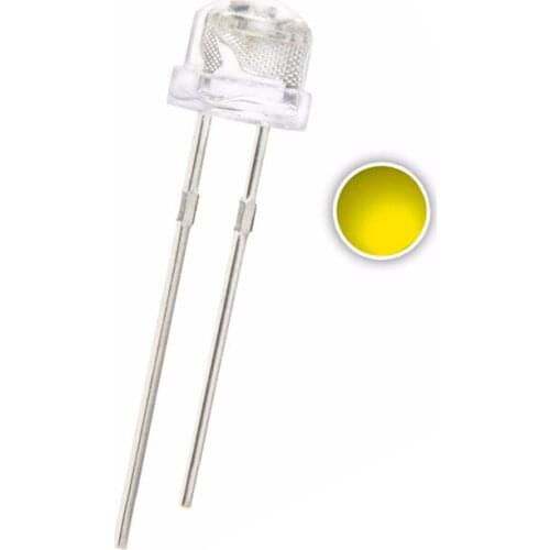 100pcs 5mm Straw Hat Yellow Transparent LED Wide Angle 5 mm 20mA Water Clear LED Lamp Light Beads