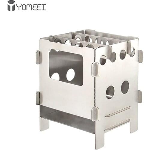 YOMEEI Mini Folding Stainless Steel Stove Portable Stove Ultralight Pocket Stove Outdoor Camping Fishing Hiking Tools