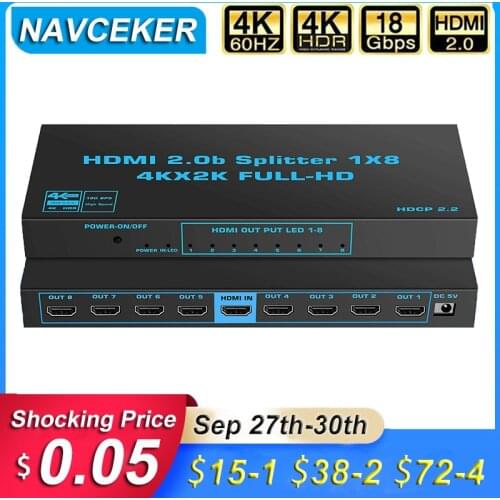 2020 1x8 4K UHD HDMI Splitter 2.0 1x2 HDMI 2.0 Splitter HDCP 2.2 HDR Splitter HDMI 2.0 4K 1x4 HDMI2.0 Splitter For XBox PS4 pro
