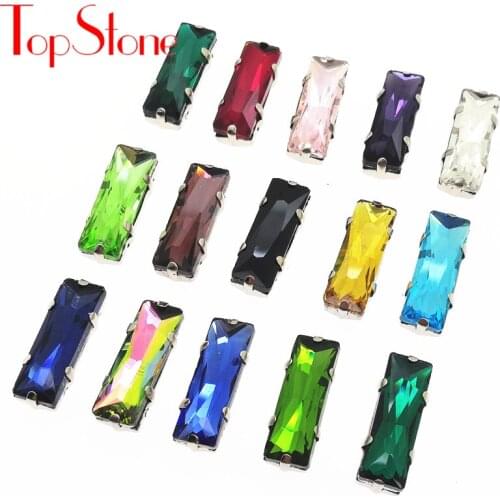 TopStone Baguette Sew On Stone with claw setting Glass Crystal Rectangular Sew-on rhinestones for dress costume