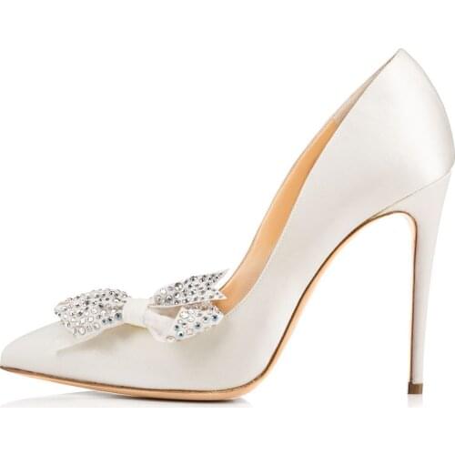 Womens Pumps High-heeled Shoes Diamond Butterfly-knot Decoration Black Patent Leather Single Shoes Thin Heels Femmes Chaussures