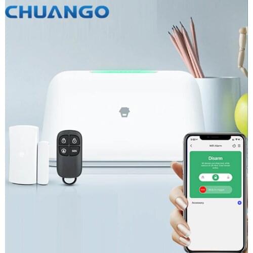 Upscale Chuango Smart OV-300 WiFi Alarm System Smart Home Burglar Alarm System with Smoke/Gas/PIR Detector