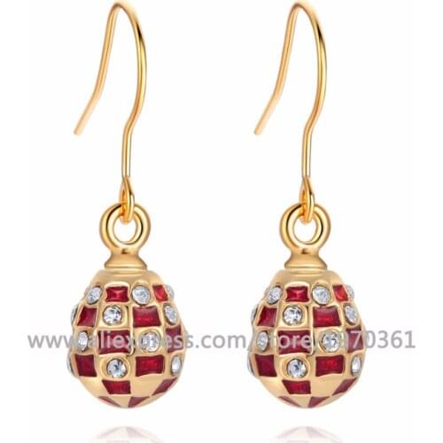 YAFFIL Vintage Egg Charms Dangle Earrings Women Hooks Fashion Jewelry Brass Hand Enameled Gold Plating