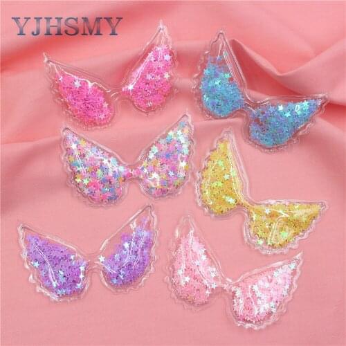 YJHSMY S-1911189,5pcs 7.5*5cm Colored shiny Angel wings Decoration ornament Accessories Plush Hair Decoration,DIY materials