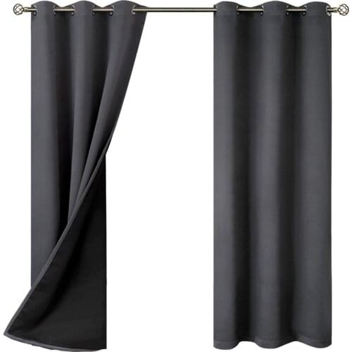 Blackout Curtains for Bedrooms, Blackout Cloth Thermal Curtains to Reduce Noise and Reduce Blinds (42 x 63 Inches, Dark Gray, 2