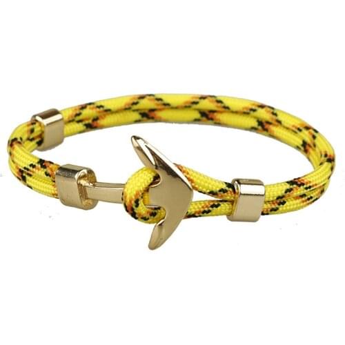 Yellow Rope Gold Anchor Bracelet Rope Bracelet for Women Men Boy Girl