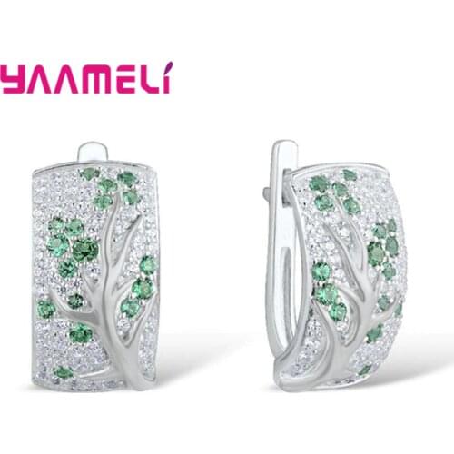 Exquisite Colors Flower Branch Small Cubic Zirconia Gem For Women 925 Sterling Silver Earrings Party Jewelry Female Plum Brincos