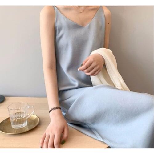 2020 Spring and Summer Womens Satin Gown Party Luxury Shiny Sequined Dress Imitation Silk Dress Cosplay