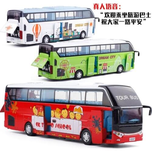 1:32 Scale Alloy Metal Diecast Car Model For Travelling Open Tour Tourist Bus Coaches Collection Vehicle Toys With Sound&Light