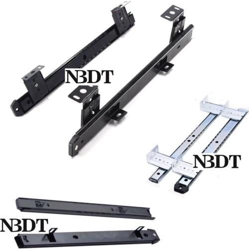 1Pair Ball Bearing Pull Out Slide Rail Plastic Wooden Keyboard Tray Hanging Bracket Side Mounting PC Desk