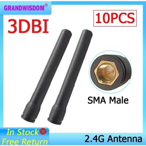 10pcs 2.4GHz WIFI Antenna 2dBi-3dbi Aerial SMA Male connector wi fi antena 2.4 ghz antenne wi-fi for Wireless Router antenas