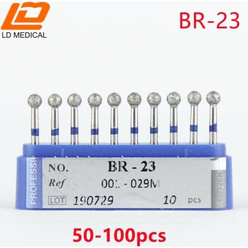 100pcs BR-23 Diamond Burs High Quality odontologia accesori Dental Ball Round Type Burs dental tools FG 1.6M for Teeth Whitening