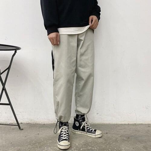 2021 Mens Hit Color Cargo Pocket Leisure Casual Pants Grey/black Color Straight Pants Loose Fashion Trousers Big Size M-5XL