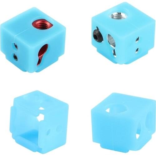 3D Printer Extruder Heating Block Aluminum Block XCR-NV6 Silicone Protective Sleeve Compatible With E3D V6 Blue