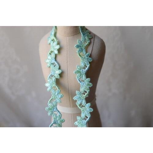 5Yds Purple light green water soluble embroidery lace flower lace accessories / curtain sofa lace width 1.5 cm SC575