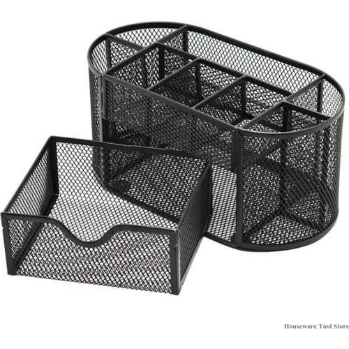 9 Grid Metal Pen Holder Combination Storage Box Desk Organizer Mesh Pen Holder For Office School