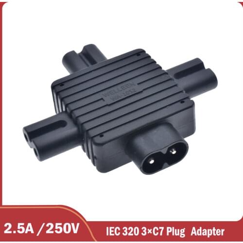 IEC320 IEC Figure 8 C8 Male to 3X Female C7 plug Splitter Power Adapter connector for Power Supply 1 in 3 out