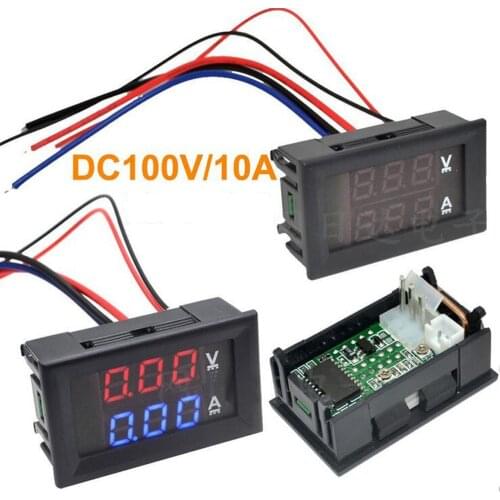 Car Red Blue LED DC 0-100V/10A Motorcycle Digital Amp Meter Volt panel Meter Gauge Ammeter Voltmeter digital