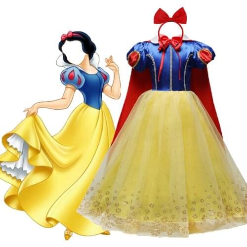 Girls Snow White Dresses For Kids Halloween Carnival Party Cosplay Party Costume Children Christmas Fancy Dress Up Clothes