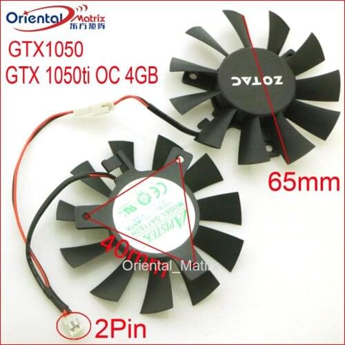 Free Shipping 2pcs/lot GA71S2H PLA07010S12HH 12V 0.50A 65mm For ZOTAC GTX1050 GTX 1050 Ti 4GB OC Graphics Card Cooling Fan 2Pin