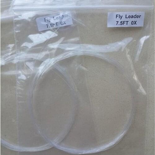 Free shipping 50pcs/lot quality nylon Fly leader tapered leader fly fishing 7.5FT 0X-6X