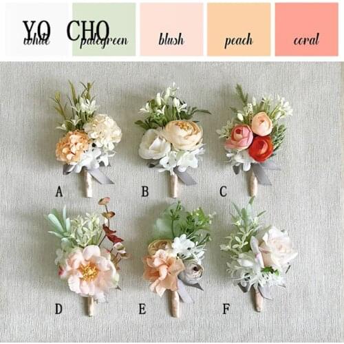 YO CHO Prom Flower Corsage Bracelet Canary Yellow Rose Wrist Corsage Bridal Hand Flower Silk Brooch Wedding Wrist Band Carnation