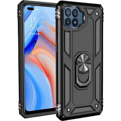For Oppo F17 Pro Case Cover Reno 4 Lite 4F Luxury Shockproof Armor Hard Car Magnetic Finger Ring Phone Case for OPPO A93 Fundas
