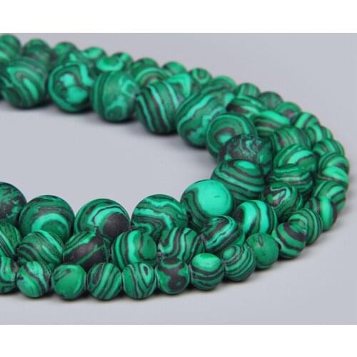 Green Black Stone Multicolor Malachite Matte Beads for Jewelry Making Round Spacer Beads Bracelet Accessory 15'' 4 6 8 10 12 mm