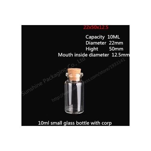 Hot sale 1000x10ml Small Glass Bottle Jars with Cork Lid, Vials Jars Containers Small Wishing,Cosmetic Packaging
