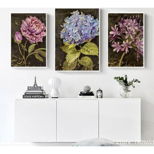 Cotton no frame modern hydrangea flowers canvas printings oil painting printed on cotton home wall art decoration pictures