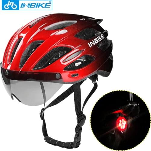 INBIKE Light Bicycle Helmet Safe Hat For Men Women Specialized MTB Road Bike Helmet with Taillight Sport Riding Cycling Helmet