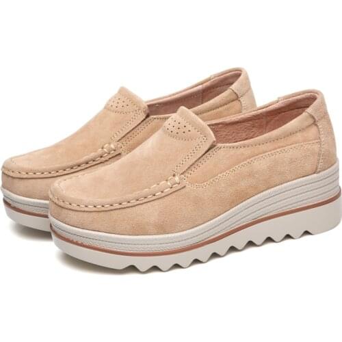 Women Moccasin Flats Spring Autumn Suede Genuine Leather Shoes Lady Female Loafers Tassel Slip on Platform Woman Moccasins