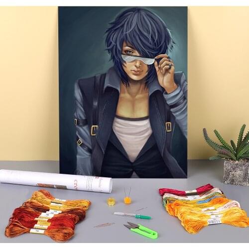 Cartoon Girl Woman Printed Canvas 11CT Cross Stitch DIY Embroidery Set DMC Threads Hobby Painting Handiwork Mulina
