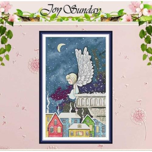 Night snow angel cartoon counted 11CT 14CT Cross Stitch Sets DIY Chinese Cross-stitch Kits Embroidery Needlework Home Decor