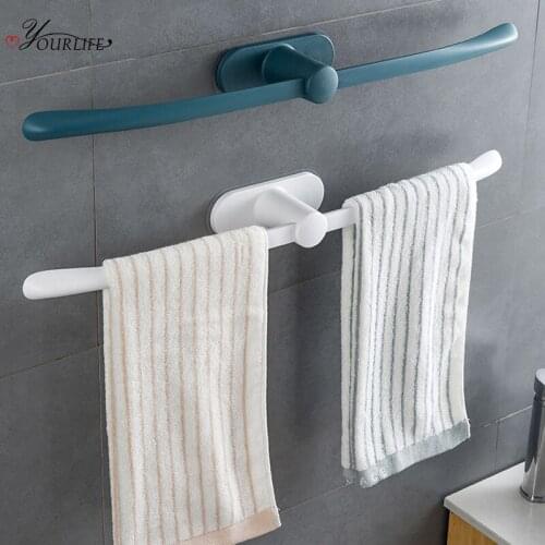 OYOURLIFE Wall Mounted Towel Holder Multi-function Towel Rack Bathroom Kitchen Towel Hanging Hanger Bathroom Organizer Shelf