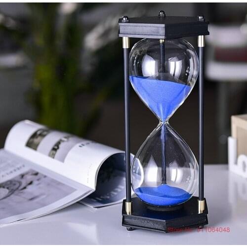 Customizable Hexagonal Frame Anti-Drop Glass Hourglass 30 Minute Time Timer Kids Room Funny Desk Toys Sandglass Blue Sand Clock