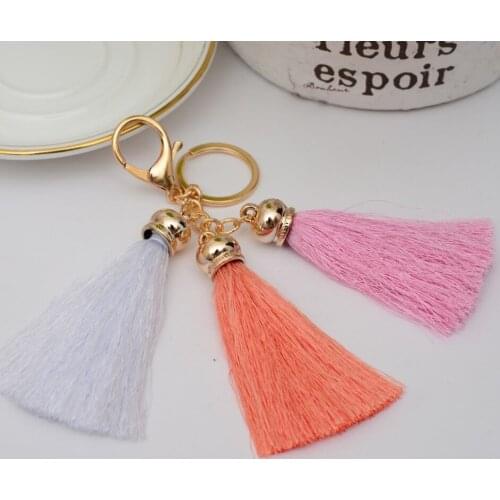 New Gold Tassel Keychain For Women Bag Charm Womens Keyring llaveros mujer chaveiro porte cle chaveiros sleutelhanger EH598