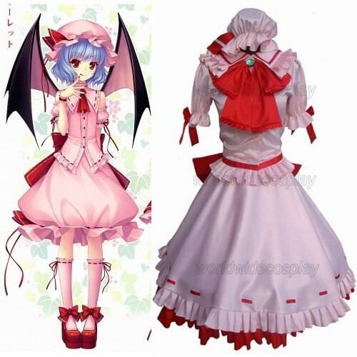 Free Shipping Touhou Project Remilia Scarlet Delux Cosplay Costume Wig Custom Made for Halloween and Christmas