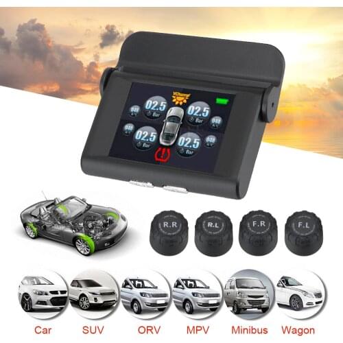 Tyre Pressure Monitoring System Digital LCD Display Smart Car TPMS Auto Security Alarm Systems USB Solar Power Tyre Pressure