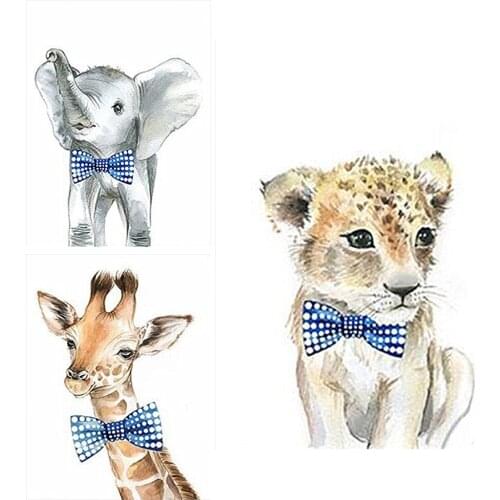 SJDIYDP 5D Full Square Diamond Painting Kit Cartoon Elephant Animals Tiger Animal Pattern Cross Stitch Mosaic Diamond Embroidery