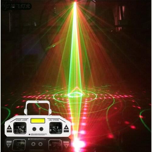 3 in1 Double Heads Scan Strobe Laser Light Full Color Stage Disco Party Pattern Laser