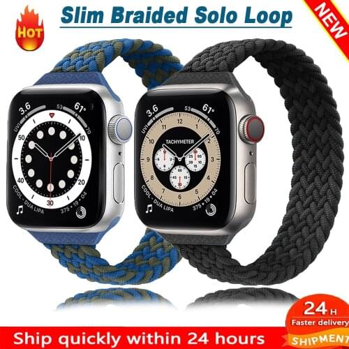 Slim strap For Apple watch band 44mm 40mm iWatch 42/38mm belt FABRIC bracelet for applewatch serie 6 5 4 3 se Braided Solo Loop