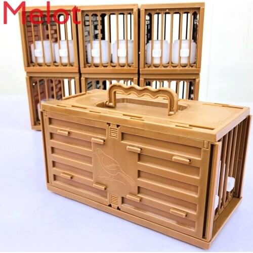 High-End Luxury Portable Plastic Bird Cage up the Mountain Tender Ribs Cage Plastic Pigeon Transport Cage out Portable Bird Cage