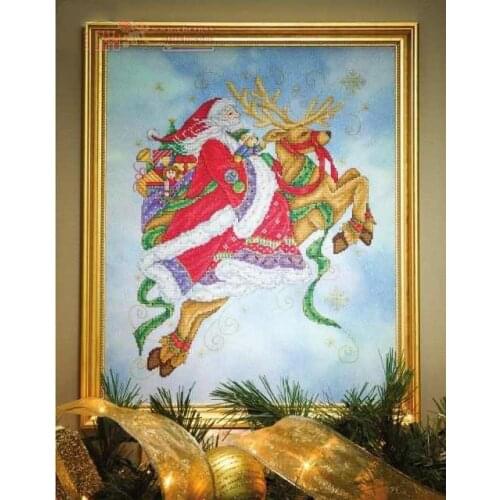 Top Quality Lovely Counted Cross Stitch Kit Santa Christmas Father Nicholas Joyful Magic Journey Travel Tour