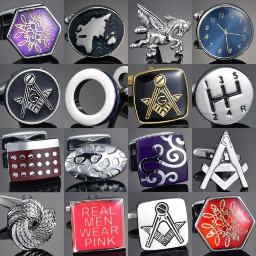 Luxury French Shirt Cufflink Earth Map/Round/Gear/Cloud Cufflinks for Mens Shirt CUFF Button Pins bouton manch