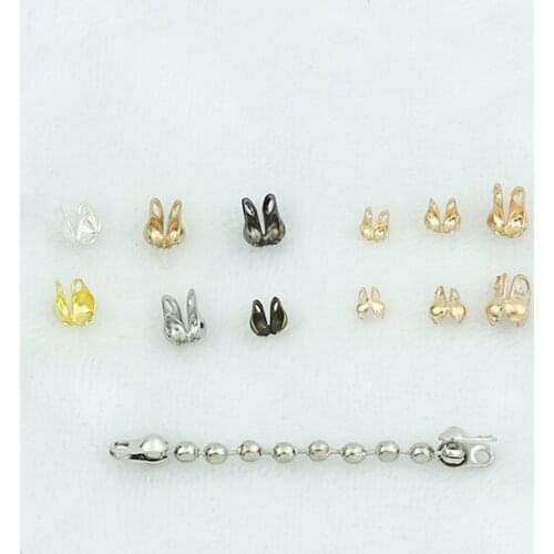 Ball Chain Clasp 200pcs 1.5-3.2mm Bead Connectors Bracelet End Crimp Clip For Necklace Earring Key chain DIY Jewelry Making Find