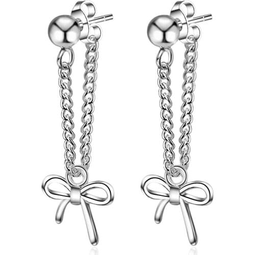 New Arrival 925 Sterling Silver Fashion Bowknot Female Birthday Gift Wholesale Ladies`stud Earrings Jewelry Anti Allergy Cheap