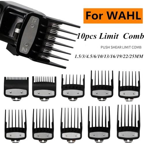 10PCS Professional Cutting Guide Comb Hair Clipper Limit Comb with Metal Clip For WAHL 1.5/3/4.5/6/10/13/16/19/22/25MM G0717