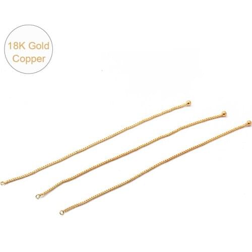 18K Gold Plated 2Pcs 14cm Copper Necklace Extension Chain Bulk Bracelet Chains Tail Extender For DIY Jewelry Making Findings